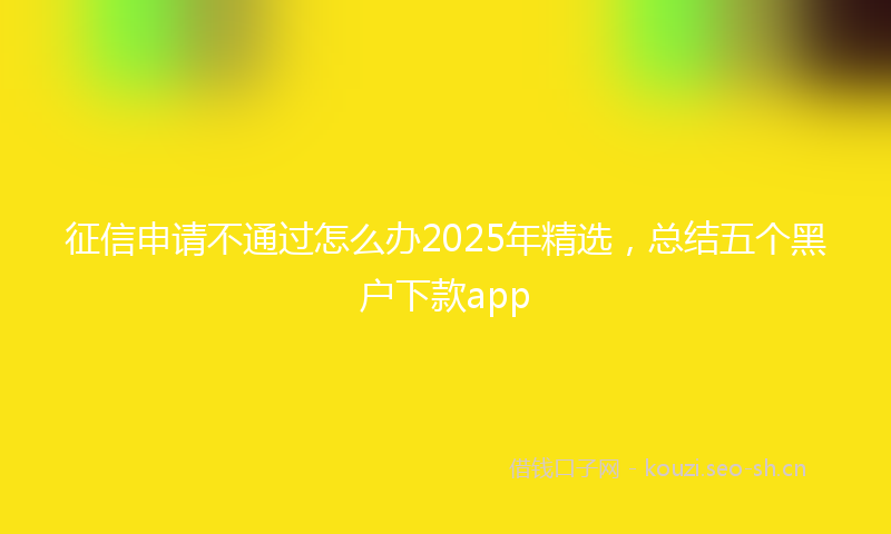 征信申请不通过怎么办2025年精选，总结五个黑户下款app