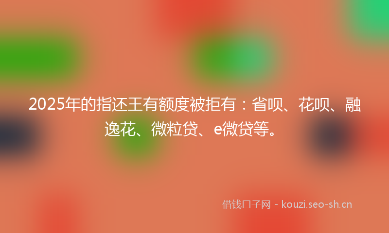 2025年的指还王有额度被拒有：省呗、花呗、融逸花、微粒贷、e微贷等。