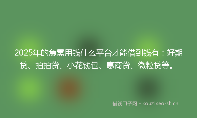 2025年的急需用钱什么平台才能借到钱有：好期贷、拍拍贷、小花钱包、惠商贷、微粒贷等。