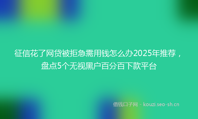 征信花了网贷被拒急需用钱怎么办2025年推荐,盘点5个无视黑户百分百下款平台