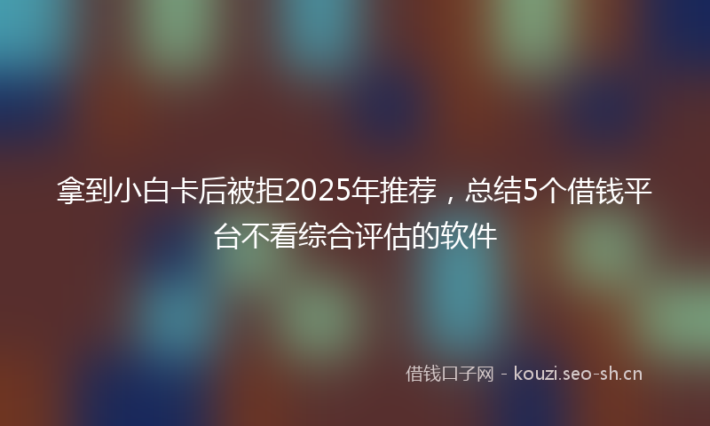 拿到小白卡后被拒2025年推荐，总结5个借钱平台不看综合评估的软件