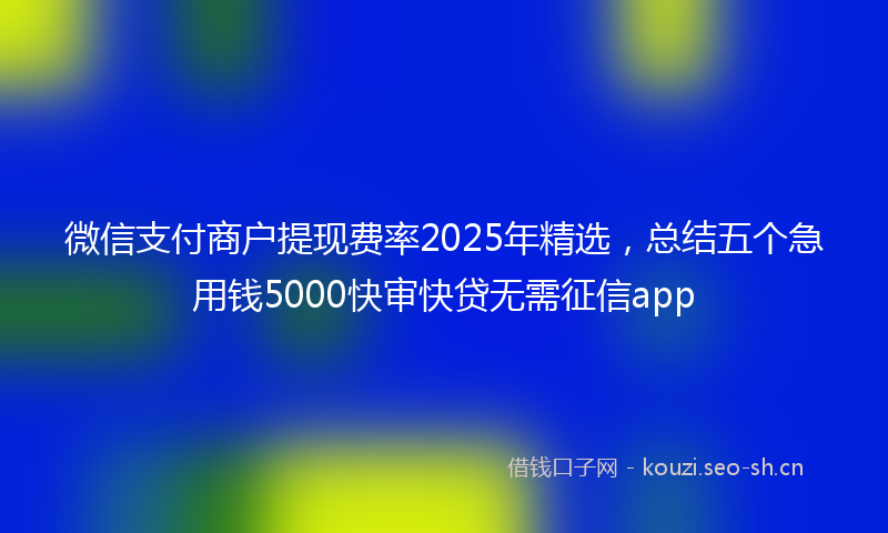 微信支付商户提现费率2025年精选，总结五个急用钱5000快审快贷无需征信app