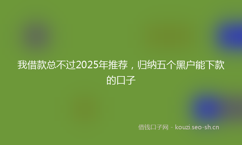 我借款总不过2025年推荐，归纳五个黑户能下款的口子