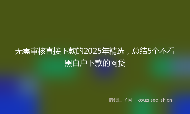无需审核直接下款的2025年精选，总结5个不看黑白户下款的网贷