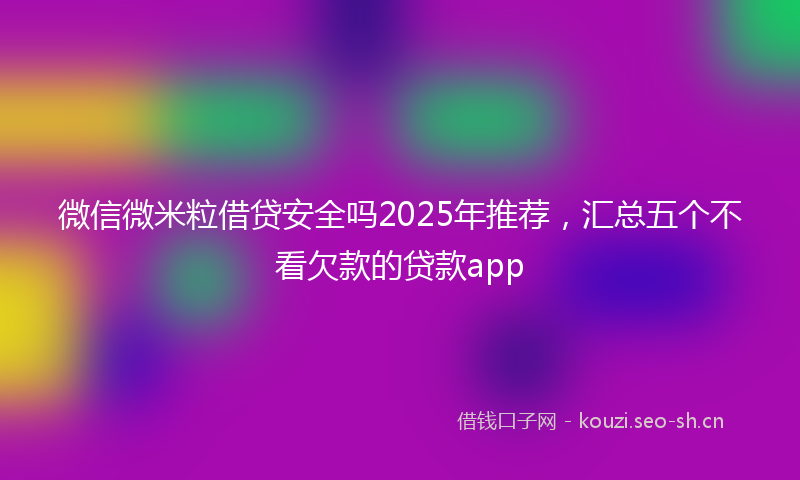 微信微米粒借贷安全吗2025年推荐，汇总五个不看欠款的贷款app