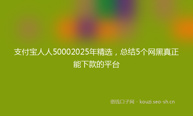 支付宝人人50002025年精选，总结5个网黑真正能下款的平台