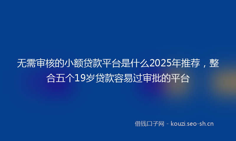 无需审核的小额贷款平台是什么2025年推荐，整合五个19岁贷款容易过审批的平台