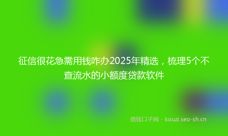 征信很花急需用钱咋办2025年精选，梳理5个不查流水的小额度贷款软件