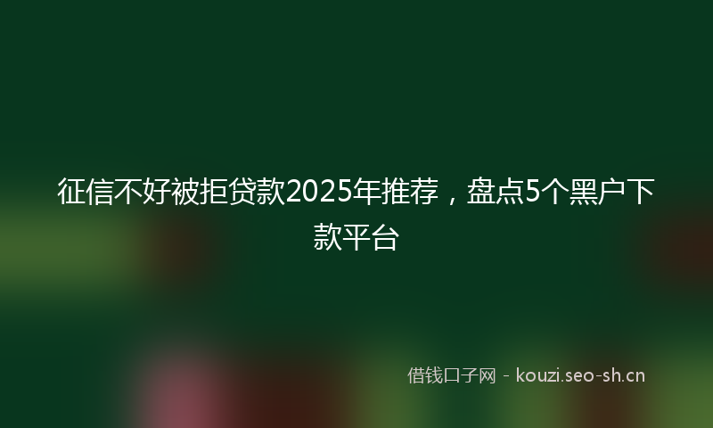 征信不好被拒贷款2025年推荐，盘点5个黑户下款平台
