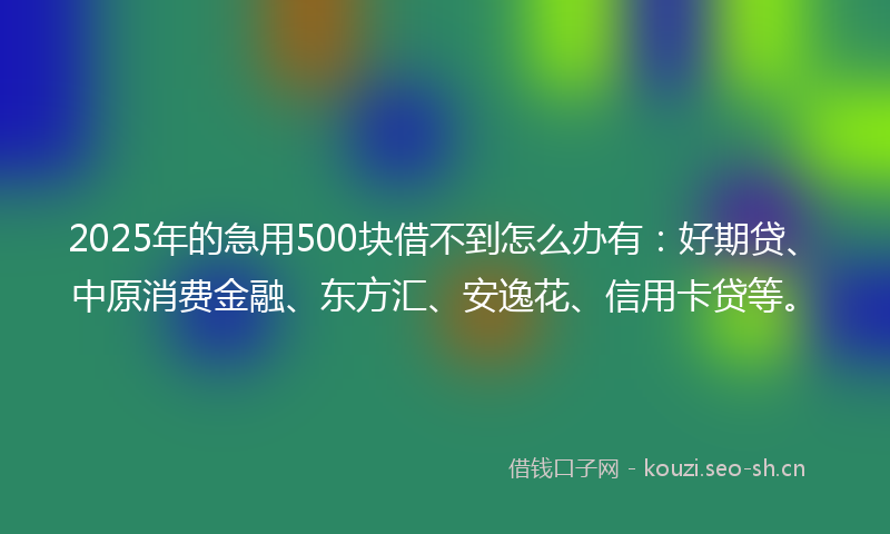 2025年的急用500块借不到怎么办有：好期贷、中原消费金融、东方汇、安逸花、信用卡贷等。