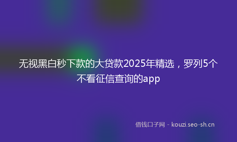 无视黑白秒下款的大贷款2025年精选，罗列5个不看征信查询的app