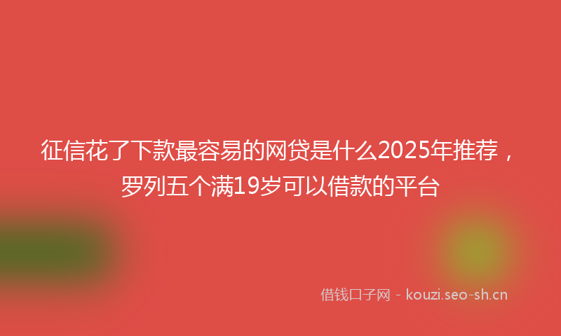 征信花了下款最容易的网贷是什么2025年推荐，罗列五个满19岁可以借款的平台