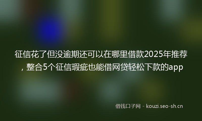 征信花了但没逾期还可以在哪里借款2025年推荐，整合5个征信瑕疵也能借网贷轻松下款的app