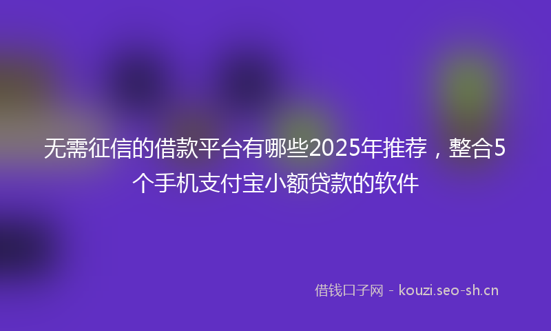 无需征信的借款平台有哪些2025年推荐，整合5个手机支付宝小额贷款的软件