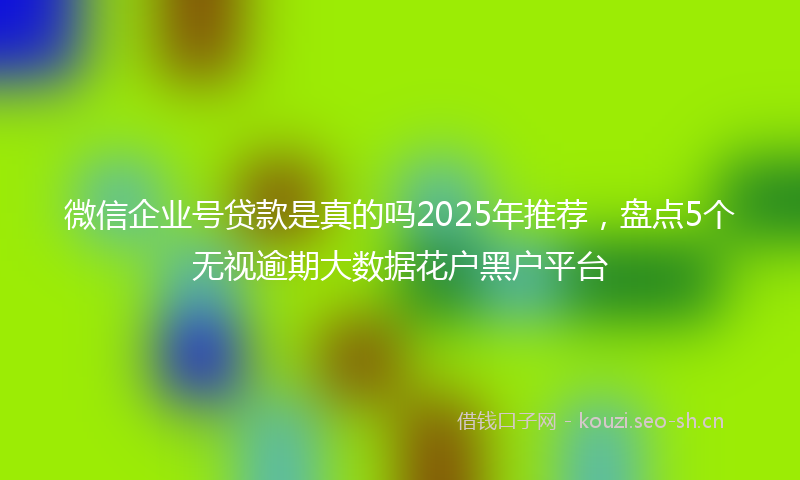 微信企业号贷款是真的吗2025年推荐,盘点5个无视逾期大数据花户黑户平台