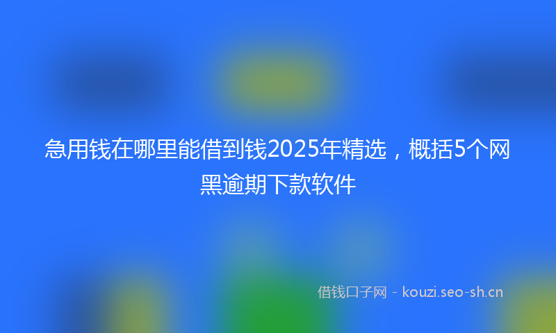 急用钱在哪里能借到钱2025年精选，概括5个网黑逾期下款软件