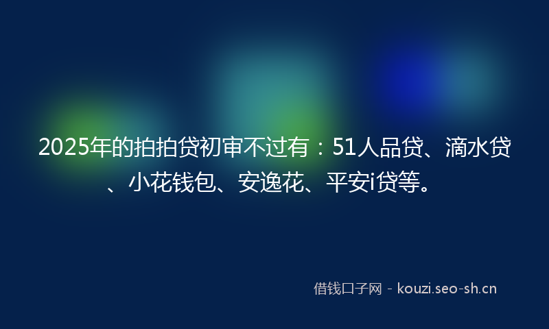 2025年的拍拍贷初审不过有：51人品贷、滴水贷、小花钱包、安逸花、平安i贷等。