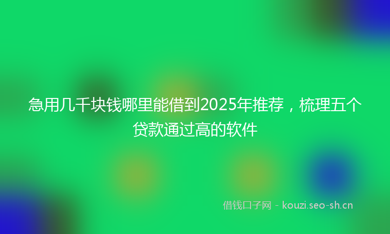急用几千块钱哪里能借到2025年推荐，梳理五个贷款通过高的软件