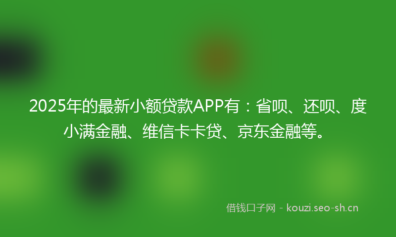 2025年的最新小额贷款APP有：省呗、还呗、度小满金融、维信卡卡贷、京东金融等。