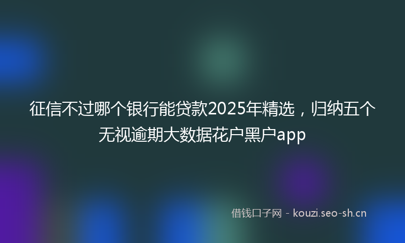 征信不过哪个银行能贷款2025年精选，归纳五个无视逾期大数据花户黑户app