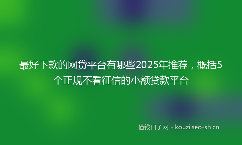 最好下款的网贷平台有哪些2025年推荐,概括5个正规不看征信的小额贷款平台