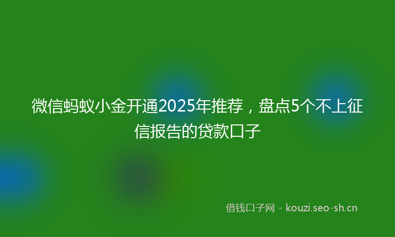 微信蚂蚁小金开通2025年推荐，盘点5个不上征信报告的贷款口子