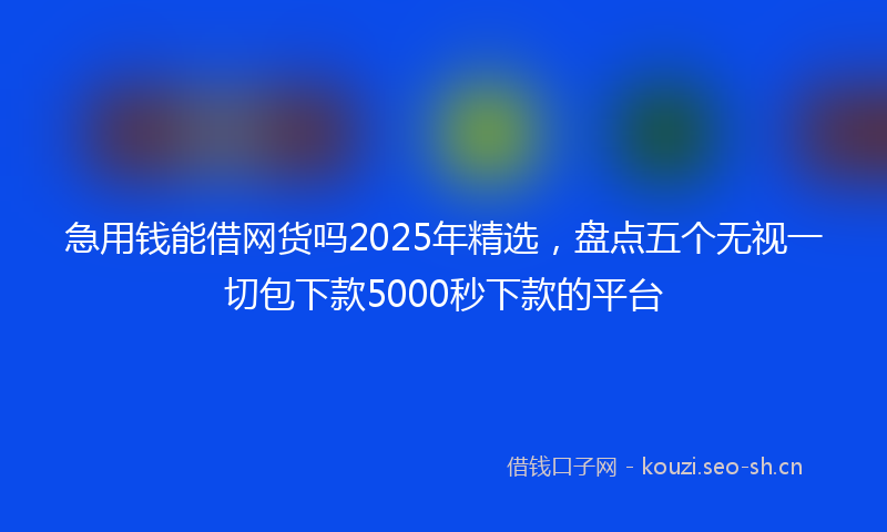 急用钱能借网货吗2025年精选，盘点五个无视一切包下款5000秒下款的平台