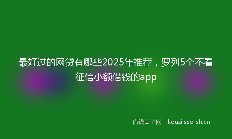 最好过的网贷有哪些2025年推荐，罗列5个不看征信小额借钱的app