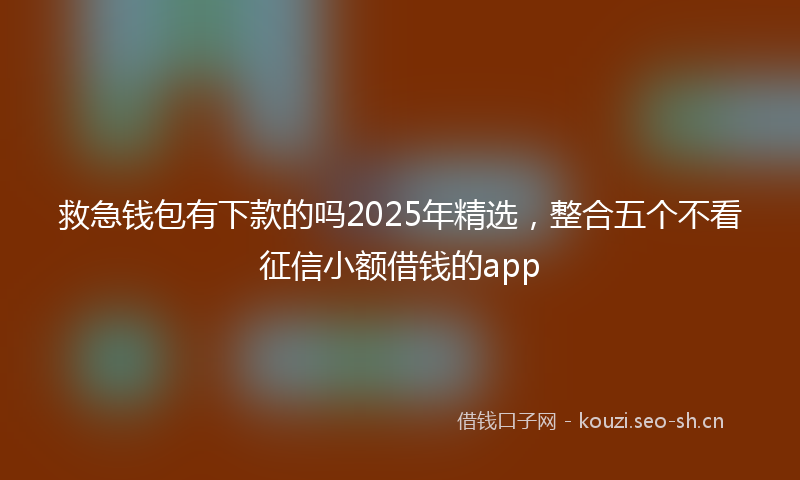 救急钱包有下款的吗2025年精选,整合五个不看征信小额借钱的app