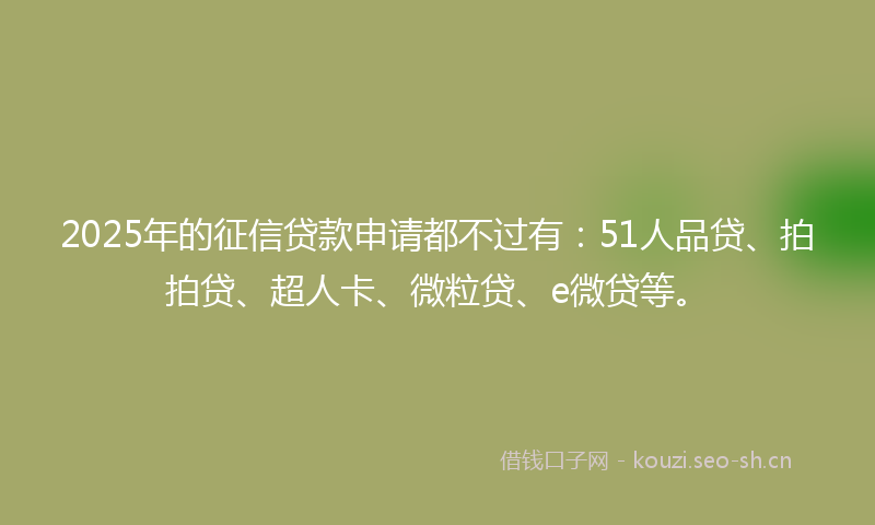 2025年的征信贷款申请都不过有：51人品贷、拍拍贷、超人卡、微粒贷、e微贷等。