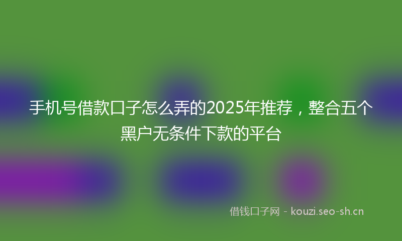 手机号借款口子怎么弄的2025年推荐，整合五个黑户无条件下款的平台