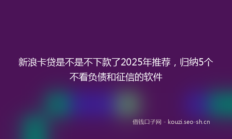 新浪卡贷是不是不下款了2025年推荐，归纳5个不看负债和征信的软件