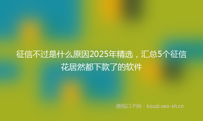 征信不过是什么原因2025年精选，汇总5个征信花居然都下款了的软件