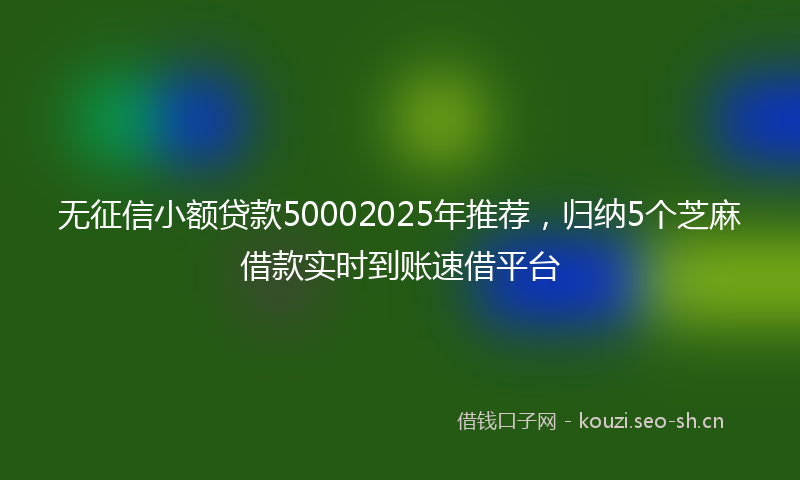 无征信小额贷款50002025年推荐，归纳5个芝麻借款实时到账速借平台