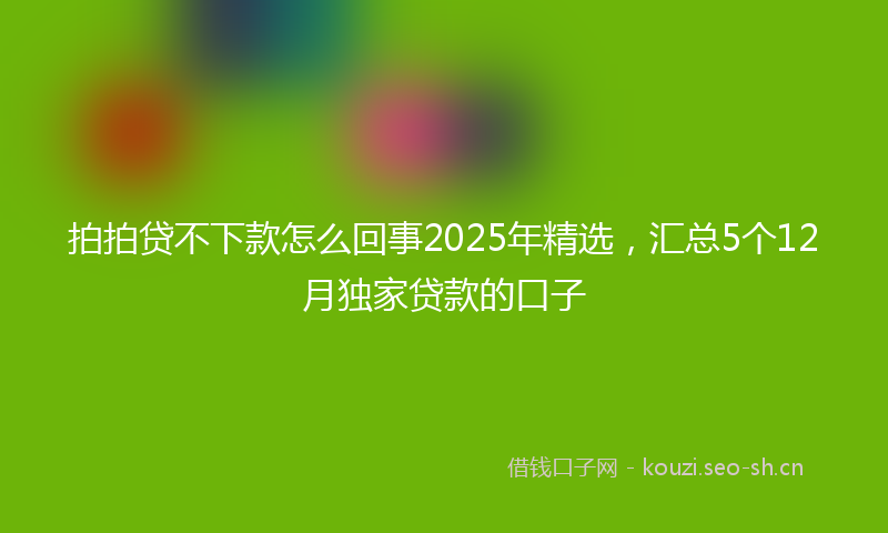 拍拍贷不下款怎么回事2025年精选,汇总5个12月独家贷款的口子