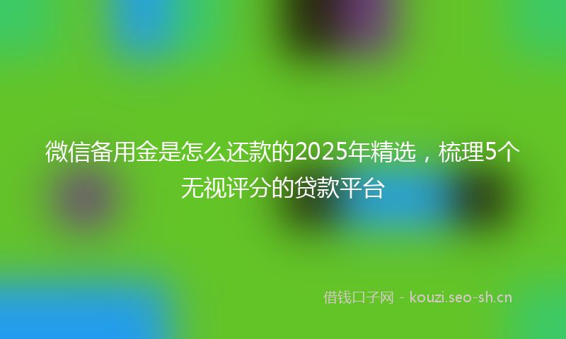 微信备用金是怎么还款的2025年精选，梳理5个无视评分的贷款平台