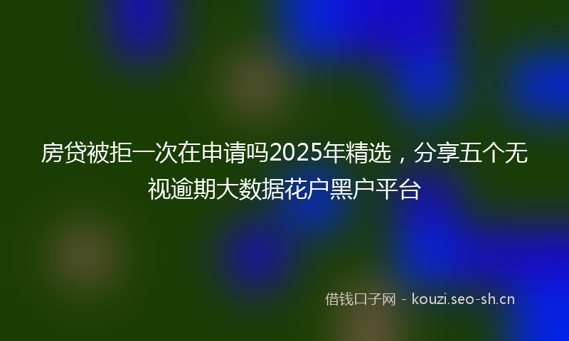 房贷被拒一次在申请吗2025年精选，分享五个无视逾期大数据花户黑户平台