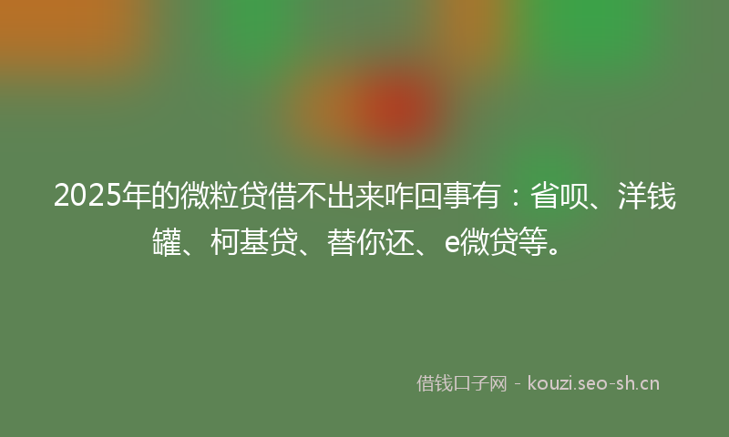 2025年的微粒贷借不出来咋回事有：省呗、洋钱罐、柯基贷、替你还、e微贷等。