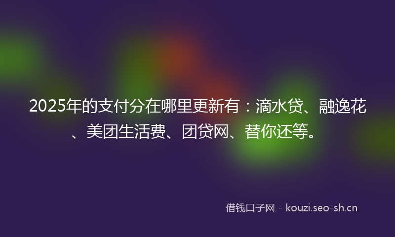2025年的支付分在哪里更新有：滴水贷、融逸花、美团生活费、团贷网、替你还等。