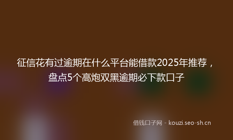 征信花有过逾期在什么平台能借款2025年推荐，盘点5个高炮双黑逾期必下款口子