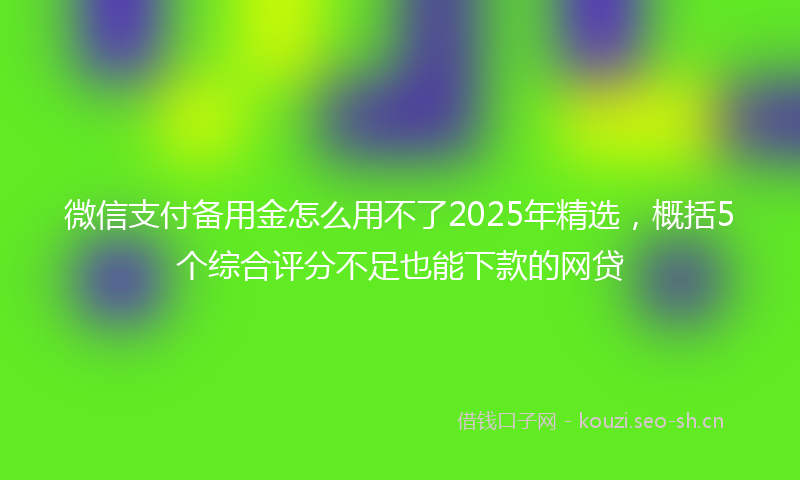 微信支付备用金怎么用不了2025年精选，概括5个综合评分不足也能下款的网贷
