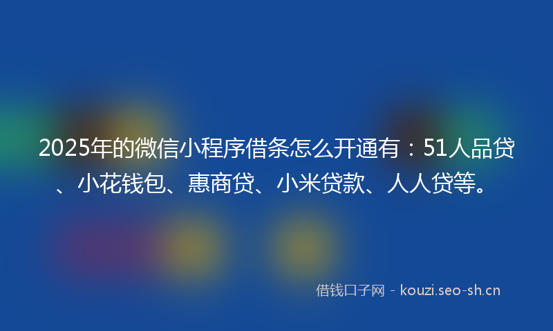 2025年的微信小程序借条怎么开通有：51人品贷、小花钱包、惠商贷、小米贷款、人人贷等。