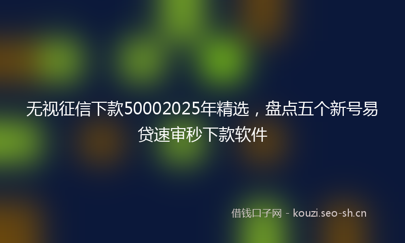 无视征信下款50002025年精选，盘点五个新号易贷速审秒下款软件
