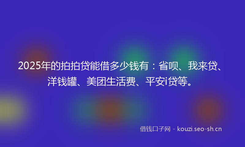 2025年的拍拍贷能借多少钱有：省呗、我来贷、洋钱罐、美团生活费、平安i贷等。