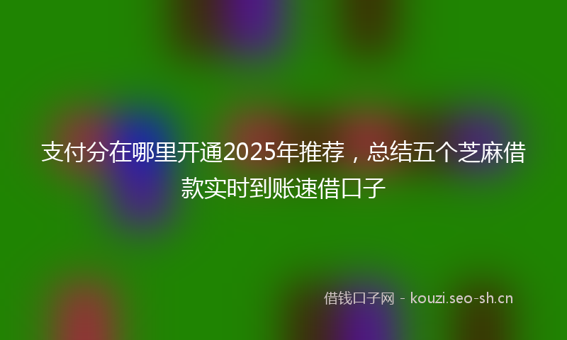支付分在哪里开通2025年推荐，总结五个芝麻借款实时到账速借口子