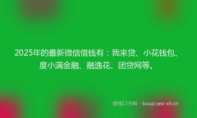 2025年的最新微信借钱有：我来贷、小花钱包、度小满金融、融逸花、团贷网等。