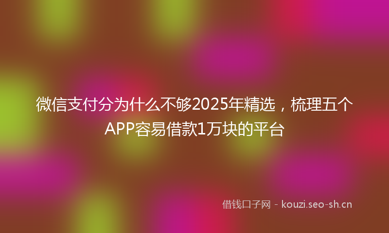 微信支付分为什么不够2025年精选，梳理五个APP容易借款1万块的平台