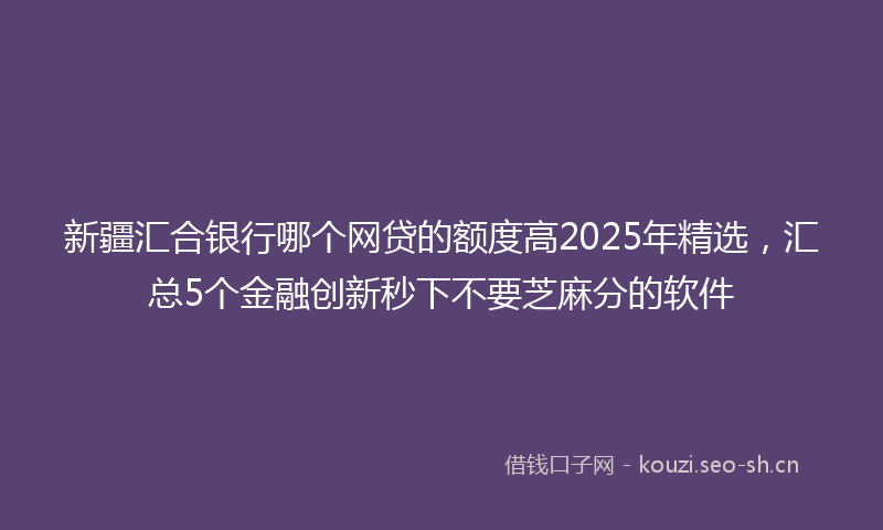 新疆汇合银行哪个网贷的额度高2025年精选，汇总5个金融创新秒下不要芝麻分的软件
