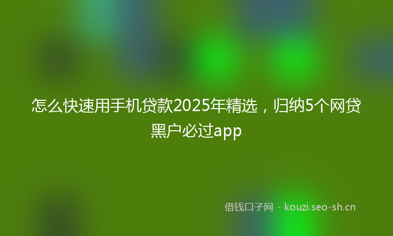 怎么快速用手机贷款2025年精选，归纳5个网贷黑户必过app