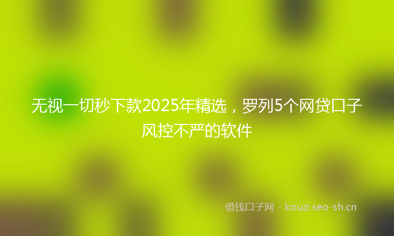 无视一切秒下款2025年精选,罗列5个网贷口子风控不严的软件